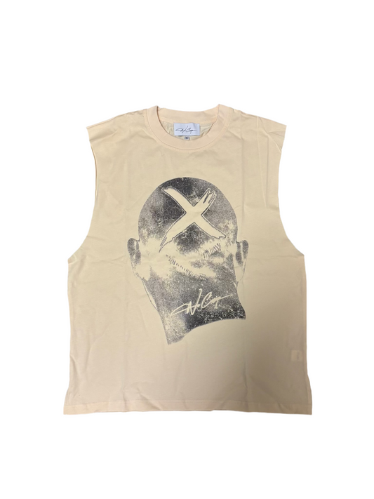 “X Head” cut off cream+grey